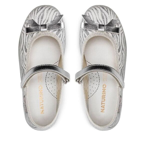 NATURINO CLARIES Zebra-print fabric ballet flats, White - Picture 2 of 14